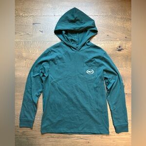 New Vineyard Vines Boys Football Whale Dot Long Sleeve Hoodie Tee Green Size L